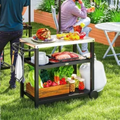 Outsunny Grillwagen Edelstahl B/H/L: ca. 50x81x102 cm