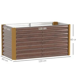 Outsunny Hochbeet 2er Set braun Stahl B/H/L: ca. 60x60x120 cm