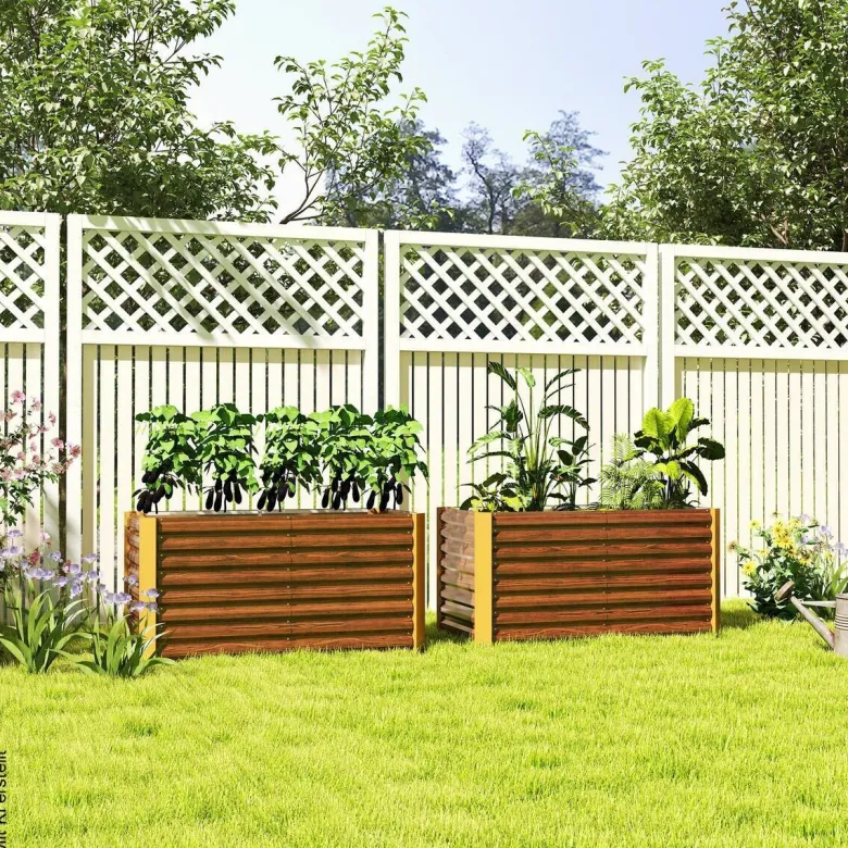 Outsunny Hochbeet 2er Set braun Stahl B/H/L: ca. 60x60x120 cm