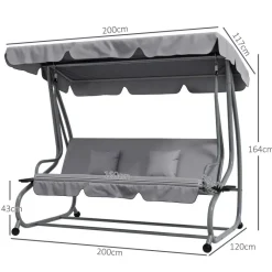 Outsunny Hollywoodschaukel hellgrau Polyester-Mischgewebe B/H/L: ca. 120x164x200 cm