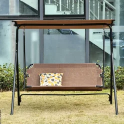 Outsunny Hollywoodschaukel braun Metall B/H/L: ca. 110x155x172 cm