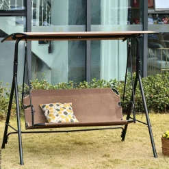 Outsunny Hollywoodschaukel braun Metall B/H/L: ca. 110x155x172 cm