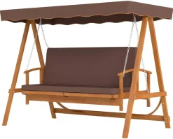 Outsunny Hollywoodschaukel braun Holz B/H/L: ca. 130x181x236 cm