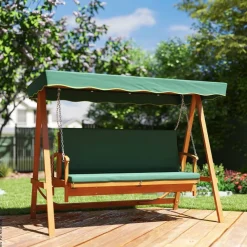 Outsunny Hollywoodschaukel dunkelgrün Polyester B/H/L: ca. 130x181x236 cm