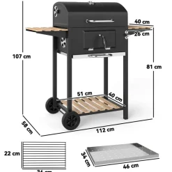 Outsunny Holzkohlegrill Kiefer B/H/L: ca. 58x107x112 cm