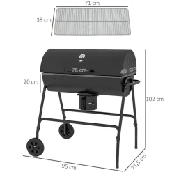 Outsunny Holzkohlegrill Metall B/H/L: ca. 71,5x102x95 cm