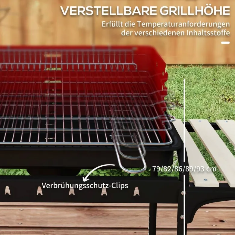 Outsunny Holzkohlegrill Metall B/H/L: ca. 47x95x103 cm