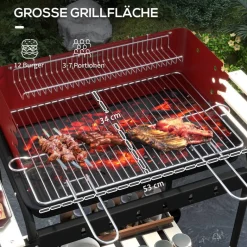 Outsunny Holzkohlegrill Metall B/H/L: ca. 47x95x103 cm