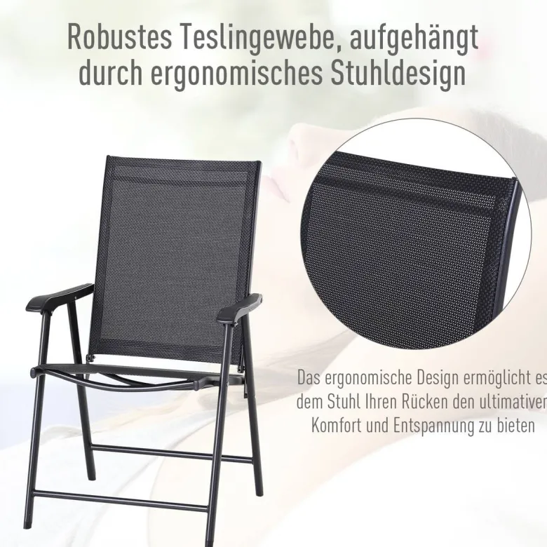 Outsunny Klappsessel grau Metall B/H/T: ca. 58x94x64 cm