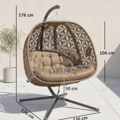 Outsunny Korbhängesessel sand Stahl B/H/L: ca. 126x176x126 cm