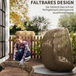 Outsunny Korbhängesessel sand Stahl B/H/L: ca. 126x176x126 cm