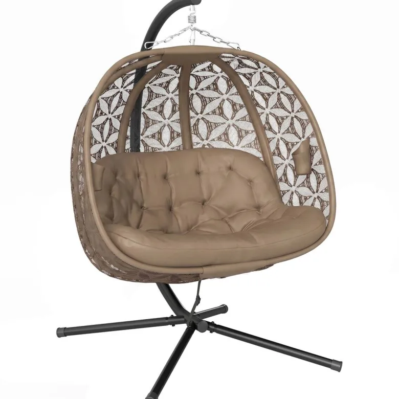 Outsunny Korbhängesessel sand Stahl B/H/L: ca. 126x176x126 cm