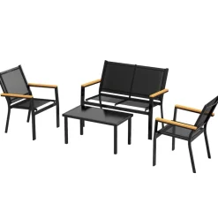 Outsunny Loungemöbel schwarz Glas B/H/L: ca. 63,5x84x110 cm