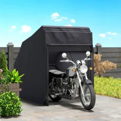 Outsunny Motorradgarage schwarz B/H/L: ca. 135x191x345 cm