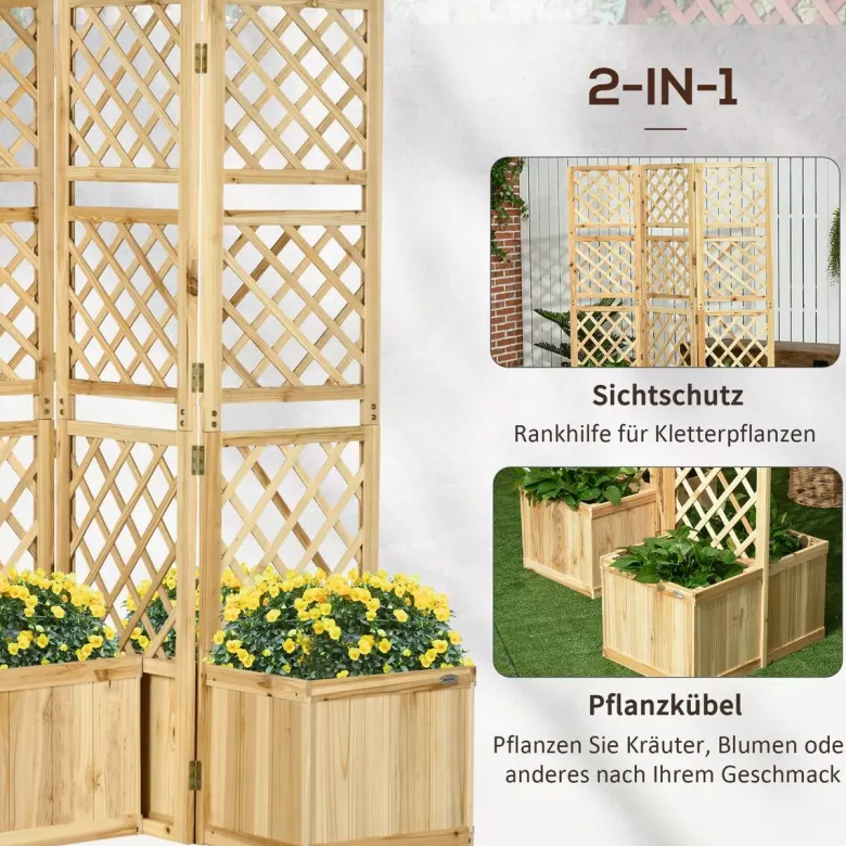 Outsunny Paravent mit Blumenkasten