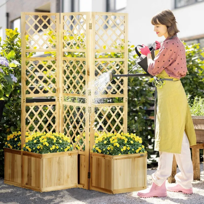 Outsunny Paravent mit Blumenkasten
