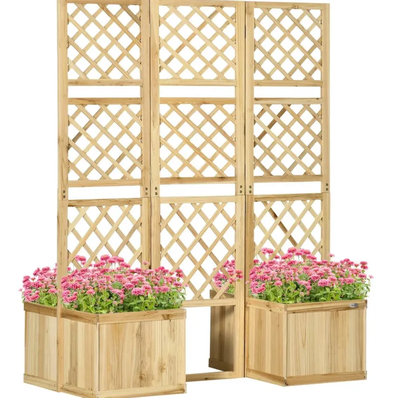 Outsunny Paravent mit Blumenkasten