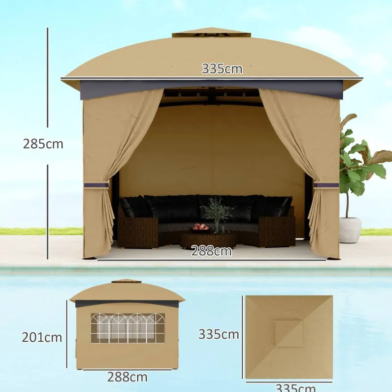 Outsunny Pavillon beige Polyester B/H/L: ca. 335x285x335 cm