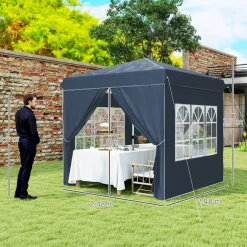 Outsunny Pavillon blau Polyester B/H/L: ca. 248x270x248 cm