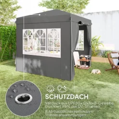 Outsunny Pavillon dunkelgrau Metall B/H/L: ca. 250x268x250 cm