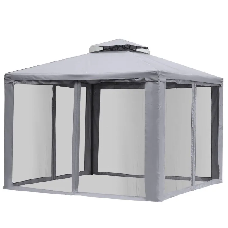 Outsunny Pavillon hellgrau Metall B/H/L: ca. 294x265x294 cm