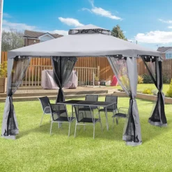 Outsunny Pavillon hellgrau Metall B/H/L: ca. 294x265x294 cm