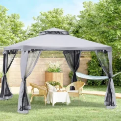 Outsunny Pavillon hellgrau Metall B/H/L: ca. 294x265x294 cm