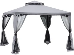 Outsunny Pavillon hellgrau Metall B/H/L: ca. 294x265x294 cm