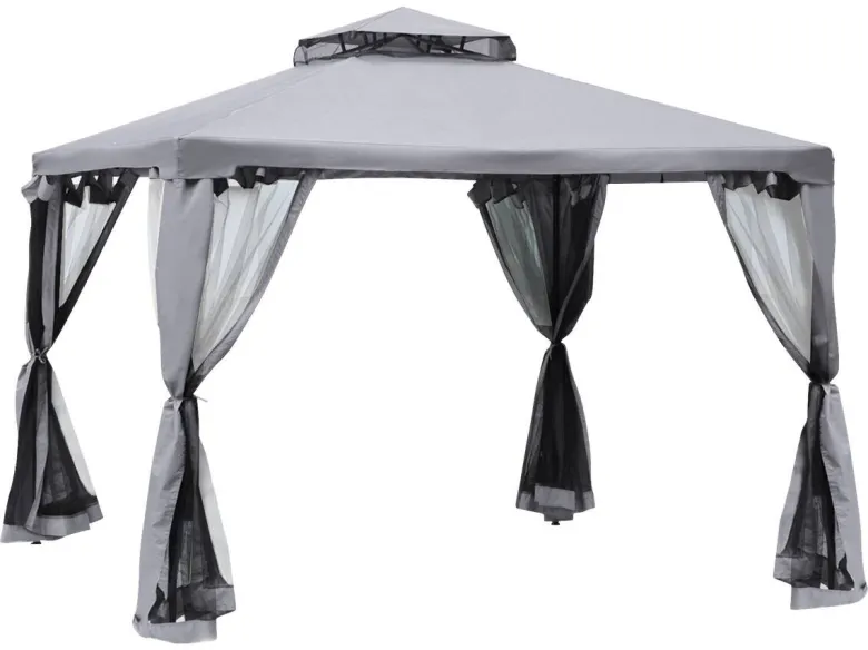 Outsunny Pavillon hellgrau Metall B/H/L: ca. 294x265x294 cm