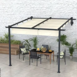 Outsunny Pergola cremeweiß Polyester B/H/L: ca. 297x230x297 cm