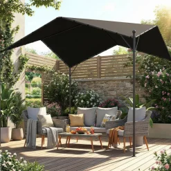 Outsunny Pergola dunkelgrau Metall B/H/L: ca. 300x280x300 cm