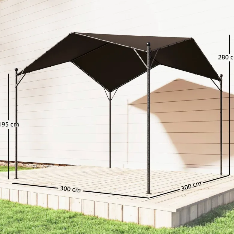 Outsunny Pergola dunkelgrau Metall B/H/L: ca. 300x280x300 cm
