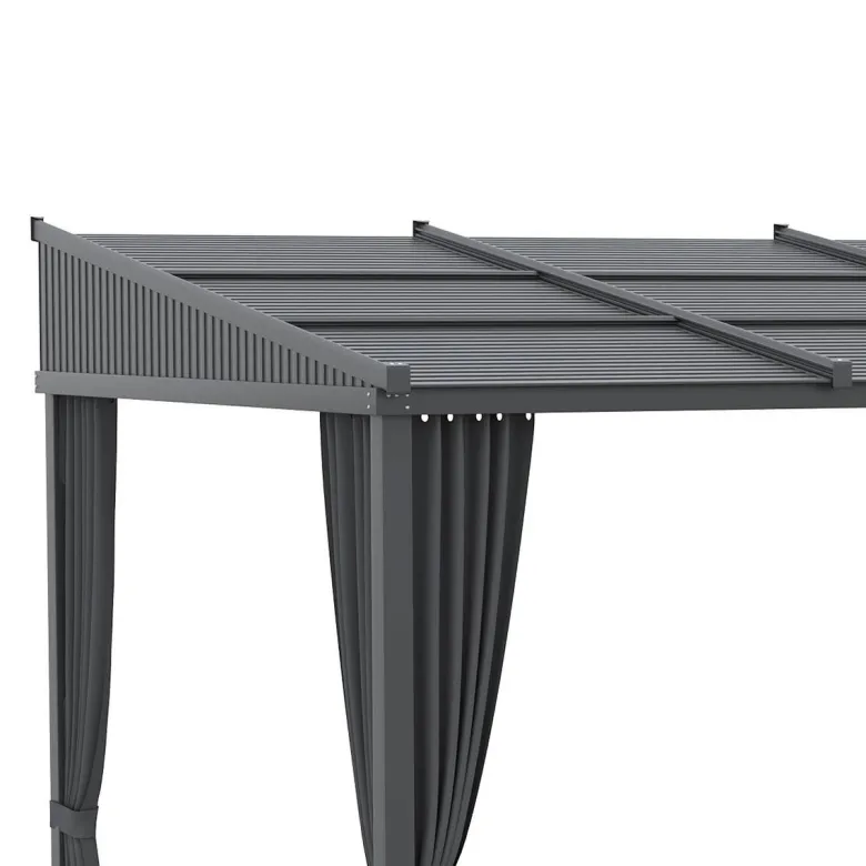 Outsunny Pergola mit Schiebeelementen grau Polyester B/H/L: ca. 255x242x365 cm