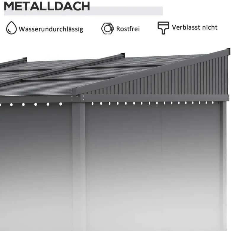 Outsunny Pergola mit Schiebeelementen grau Polyester B/H/L: ca. 255x242x365 cm