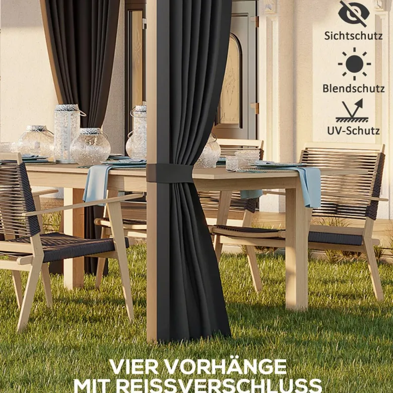 Outsunny Pergola mit Schiebeelementen grau Polyester B/H/L: ca. 255x242x365 cm