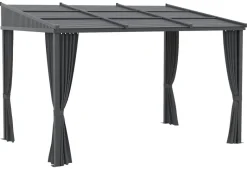 Outsunny Pergola mit Schiebeelementen grau Polyester B/H/L: ca. 255x242x365 cm