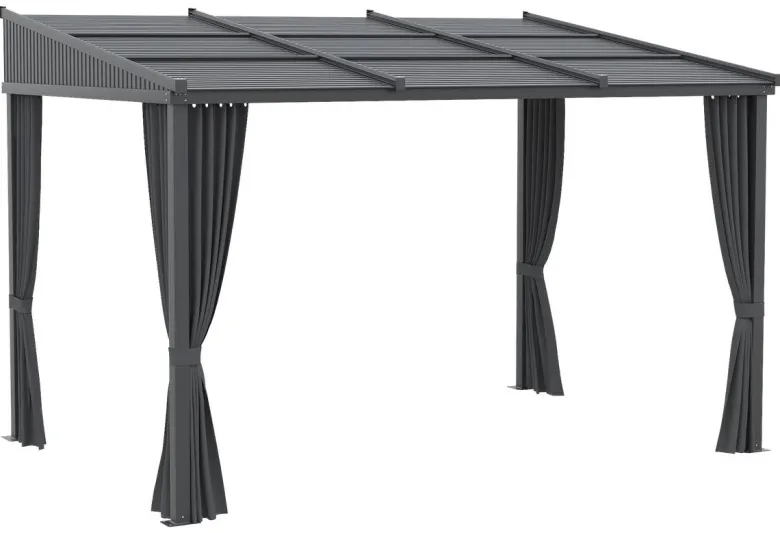 Outsunny Pergola mit Schiebeelementen grau Polyester B/H/L: ca. 255x242x365 cm