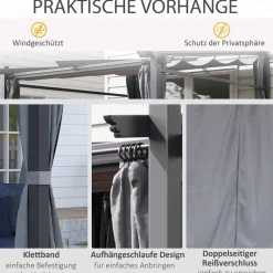 Outsunny Pergola mit Sonnendach grau Polyester B/H/L: ca. 295x230x297 cm