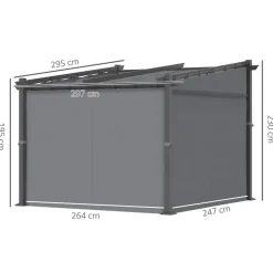 Outsunny Pergola mit Sonnendach grau Polyester B/H/L: ca. 295x230x297 cm