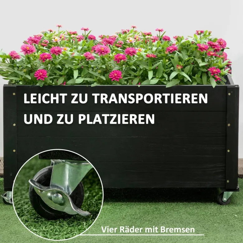 Outsunny Pflanzenbeet schwarz B/H/L: ca. 48x47x89 cm