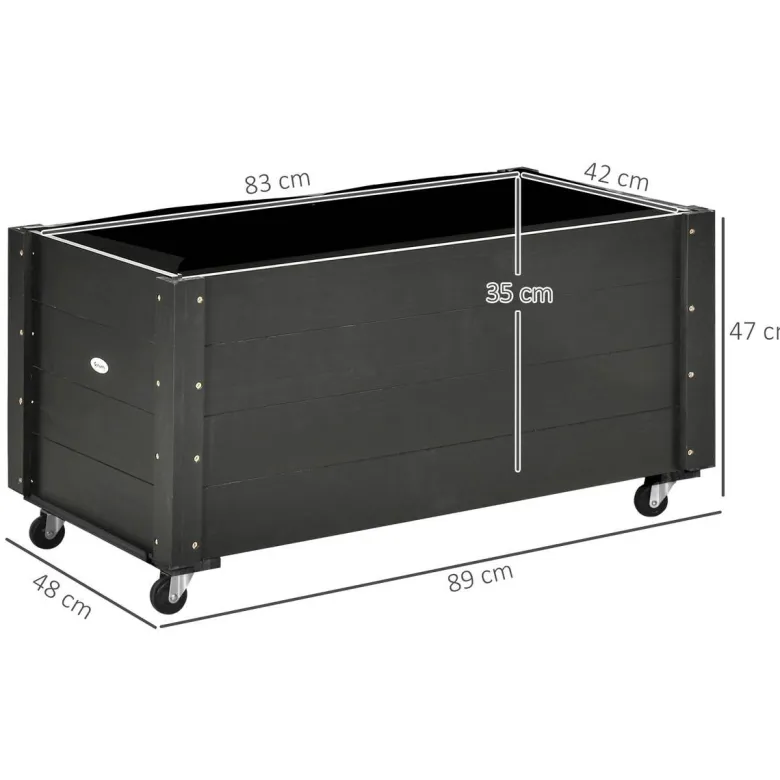 Outsunny Pflanzenbeet schwarz B/H/L: ca. 48x47x89 cm