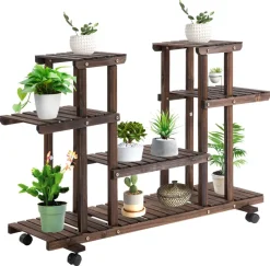Outsunny Pflanzenregal braun B/H/L: ca. 33x80x123,5 cm