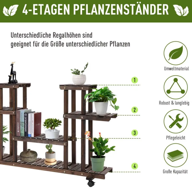 Outsunny Pflanzenregal braun B/H/L: ca. 33x80x123,5 cm