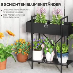 Outsunny Pflanzenständer schwarz Metall B/H/L: ca. 25x70x60 cm