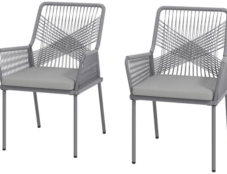 Outsunny Rattan Gartenstuhl dunkelgrau Polyethylen B/H/L: ca. 61x84x57 cm