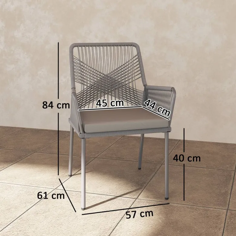 Outsunny Rattan Gartenstuhl dunkelgrau Polyethylen B/H/L: ca. 61x84x57 cm