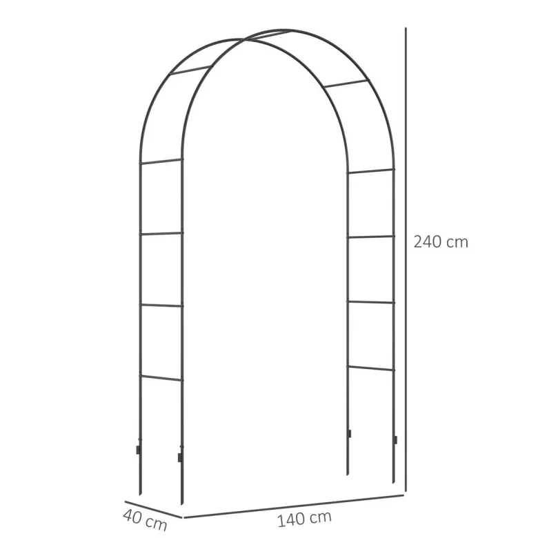 Outsunny Rosenbogen mit Metallrahmen schwarz B/H/L: ca. 40x240x140 cm