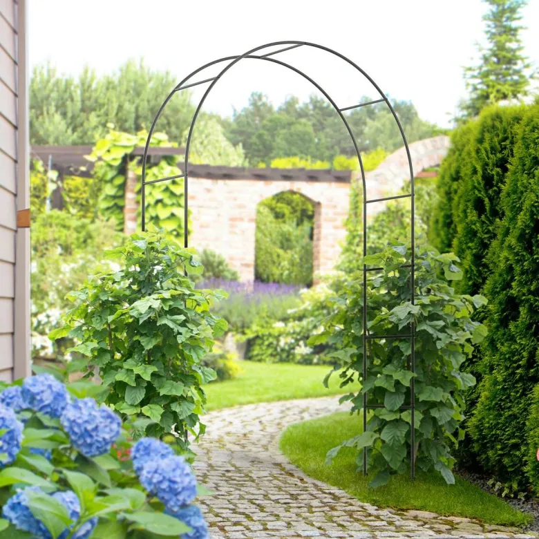 Outsunny Rosenbogen mit Metallrahmen schwarz B/H/L: ca. 40x240x140 cm