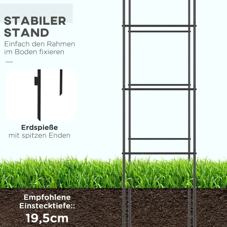 Outsunny Rosenbogen mit Metallrahmen schwarz B/H/L: ca. 40x240x140 cm