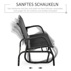 Outsunny Schaukelbank schwarz Metall B/H/L: ca. 75x85x151 cm